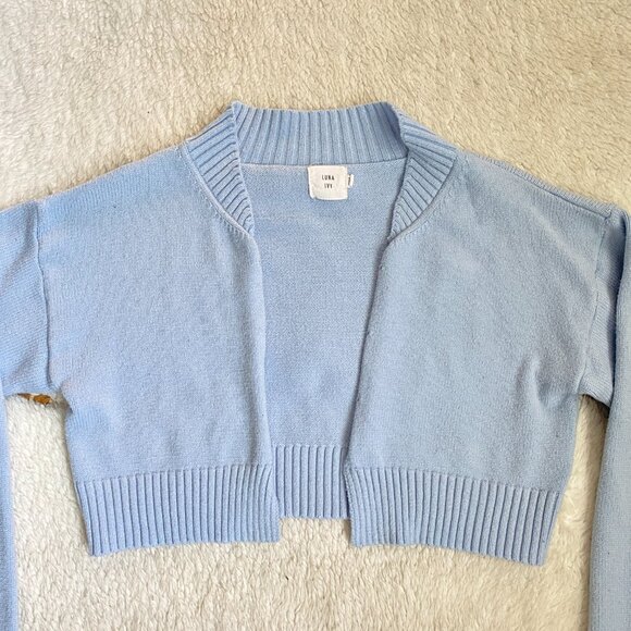 Luna Ivy Cropped Knit Sweater w/ Customizable Front – Size Small - Picture 7 of 9
